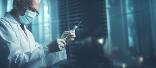 A Scientist Holding a vaccination syringe in a White Lab Coat