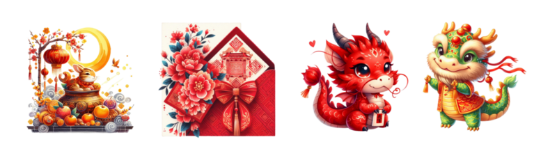 Chinese New Year watercolor on white background