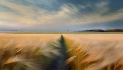 Fotobehang 壮大な麦畑のイラスト © yu_photo