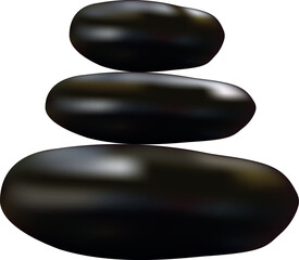 three stones stacked on top of each other on transparent