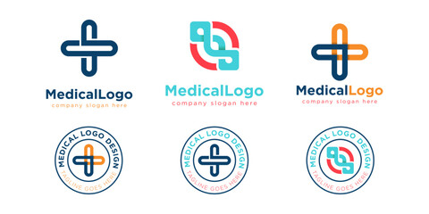 Modern Healthcare Medical Logo. Cross Sign Health Icon. isolated on White Background. Flat Vector Logo Design Template Element.