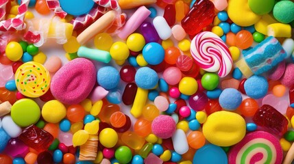 Fototapeta na wymiar colorful bright candy food illustration delicious sugary, tasty confectionery, lollipop gumdrop colorful bright candy food