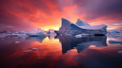 Fotobehang arctic blocky icebergs landscape illustration frozen ocean, glaciers antarctica, majestic pristine arctic blocky icebergs landscape © vectorwin