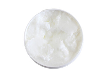 organic coconut cream or oil in jar,top view,cutout in transparent background,png format