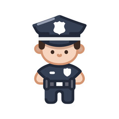 Smiling police officer. Policeman in uniform. Vector people character illustration. Cartoon minimal style.