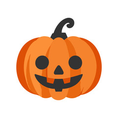 Pumpkin head. Funny and scary halloween pumpkin monster face. Holidays cartoon character in flat style collection. Vector illustration