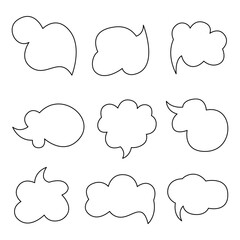 A set of dialog bubbles in the shape of a cloud. Doodle vector illustration.