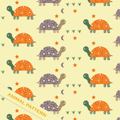 Fototapeta premium hand drawing turtles animal abstract pattern cartoon vector background