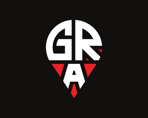 GRA letter location shape logo design. © cleanskills82