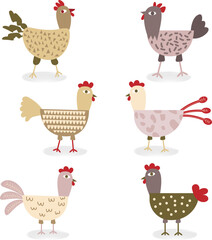 vector hand drawing chicken abstract boho doodle nature cute adorable