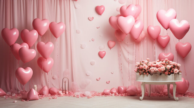 Dive into the celebration of love with a delightful Valentine's Day background adorned with heart-shaped elements and a sweet pink color palette.