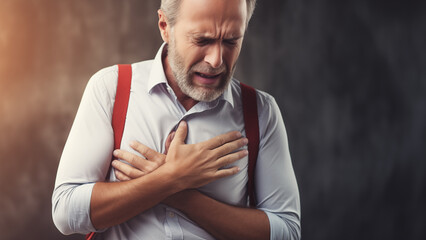 Photo of a man complaining of chest pain and suspected of having a myocardial infarction