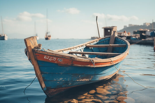 Old rusty timeworn fishing boat. 