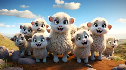 cartoon funny cute sheeps