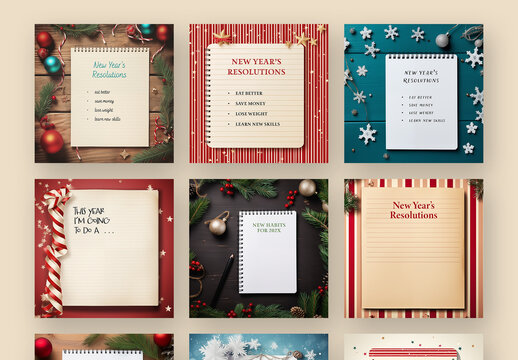New Year&rsquo;s Resolution Layouts with Notebook Against Festive Background and Generative ai