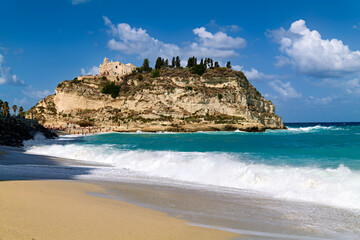 Tropea Calabria Italy. Santa Maria dell'Isola Monastery and the beach