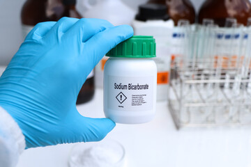 Sodium Bicarbonate in chemical container , chemical in the laboratory and industry