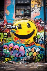 Naklejka premium A vibrant and colorful graffiti mural on the castle 