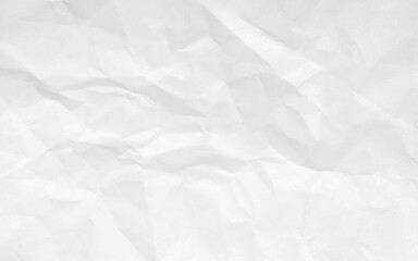 White сlean crumpled paper background. Horizontal crumpled empty paper template for posters and banners. Vector illustration