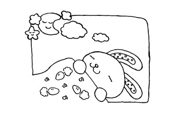 睡眠時間のうさぎちゃん_線画