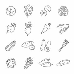 Vegetables hand drawn vector icon set - obrazy, fototapety, plakaty
