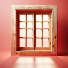 window on a wall on pink
