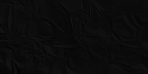 Dark black craft wrinkly paper crumpled texture. black fabric textured crumpled grunge paper background. panorama black paper texture background, crumpled pattern texture background. - obrazy, fototapety, plakaty