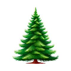 Christmas tree illustration. Isolated on transparent background. AI generated