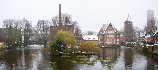 Panorama Lüneburg Ratsmühle winterlich