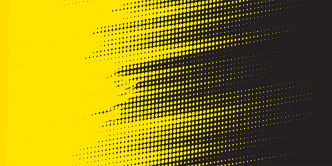 Dots halftone yellow and black color pattern gradient grunge texture background. vector  grunge