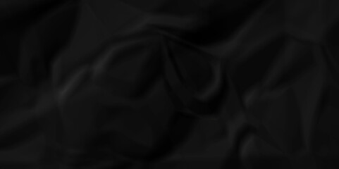 Dark black craft wrinkly paper crumpled texture. black fabric textured crumpled grunge paper background. panorama black paper texture background, crumpled pattern texture background.