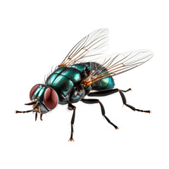Macro image of a fly, isolated on transparent background. AI generated.