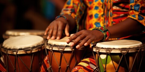 African Drumming Symbolizing the rich musical heritage. - Powered by Adobe