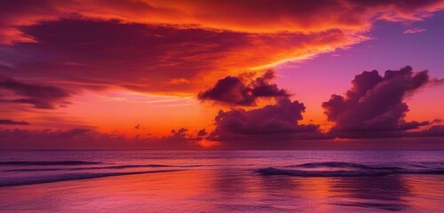 Fantasy sunset over ocean or sea.