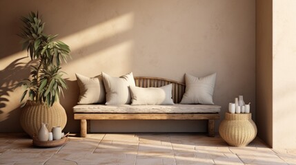 The stylish boho compostion at living room interior