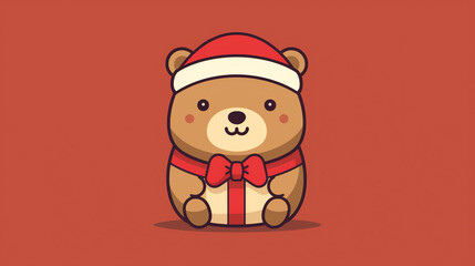 a cartoon of a bear wearing a hat and bow
