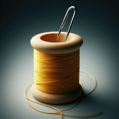 needle and  colorful thread
