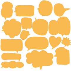 Set of hand drawn yellow vector speech bubbles,chatting balloon,Text message