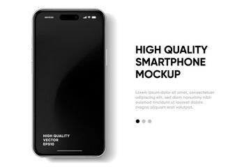 3D realistic high quality smartphone mockup with isolated background. Smart phone mockup collection. Device front view. 3D mobile phone with shadow on white background.