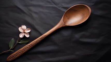 a wooden spoon with flowers on it