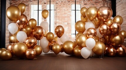 Fototapeta na wymiar Elevate your birthday vibes with an explosion of foil balloons. Shimmering and radiant, they're the perfect way to add a touch of glamour to your special day.