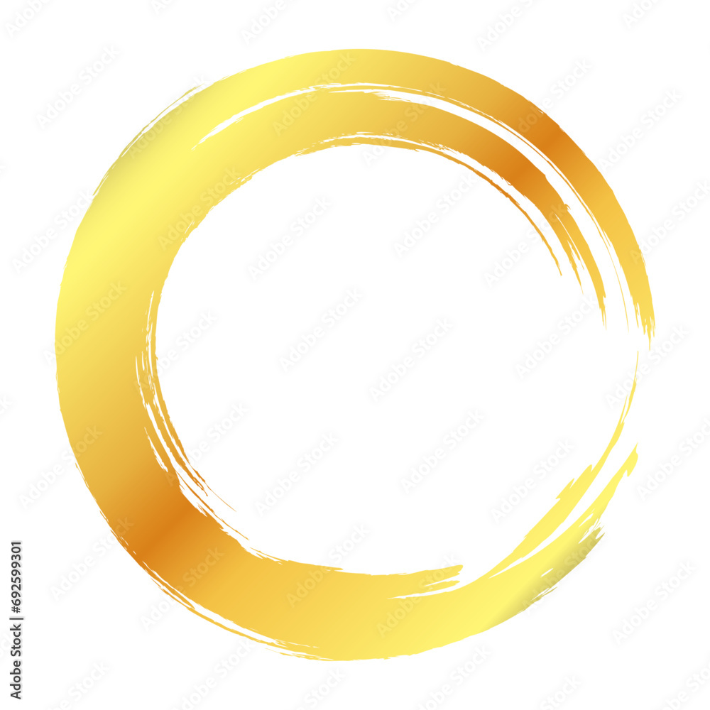 Poster golden circle frame isolated on transparent background. hand drawn round brush stroke. vector illust