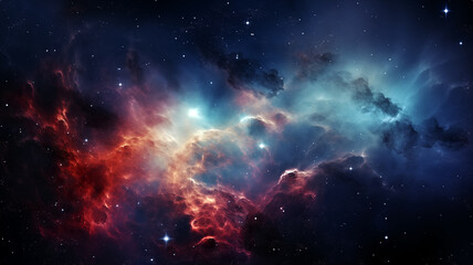 Fototapeta premium The polymorphic nebula is a fantastic sight in the colorful cosmos with copy space. Universe beauty concept. AI generated.