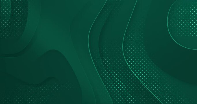 4k Emerald minimal organic wavy shapes. Seamless loop. Christmas dark green gradient background. Dynamical elegant forms. Abstract luxury curved pattern. Business creative fluid presentation backdrop