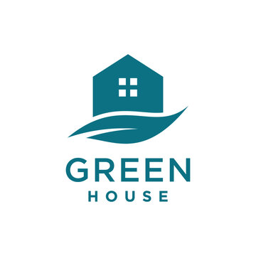 Green house logo design vector with creative modern idea style