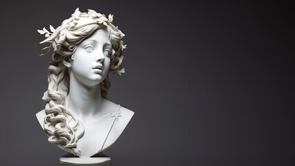 Illustration of a Renaissance head marble statue, Greek mythology, Roman mythology