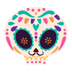 Isolated dia de los muertos skull sketch Vector