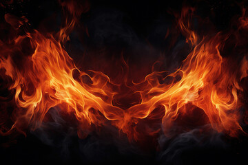 Fototapeta premium fire on black background. Generative Ai