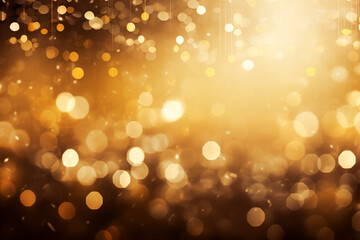 Dekorativ festlicher Hintergrund aus golden glitzernden Lichtern in einem schönen Bokeh
