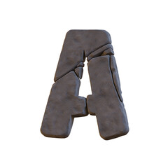 Cracked Concrete 3D Alphabet PNG Letters